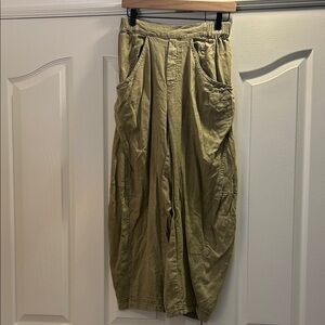 Free People Linen Blend Pants in army green size XS